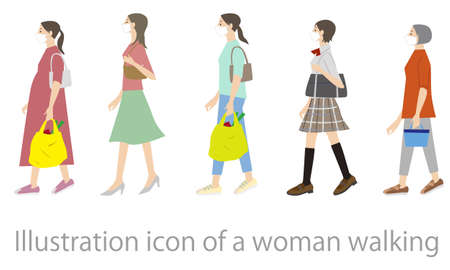 Illustration icoon of walking womanのイラスト素材