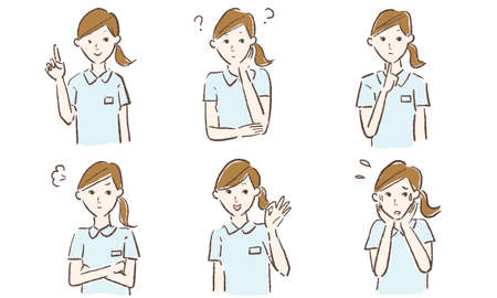 nurse pose vector illust setのイラスト素材