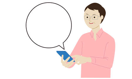 Illustration of a man using a mobile phoneのイラスト素材