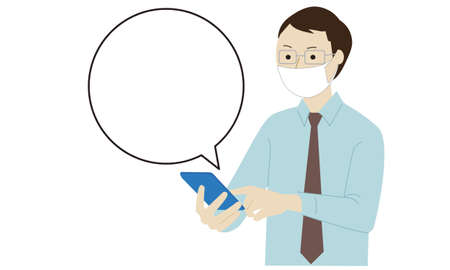 Illustration of a man using a mobile phoneのイラスト素材