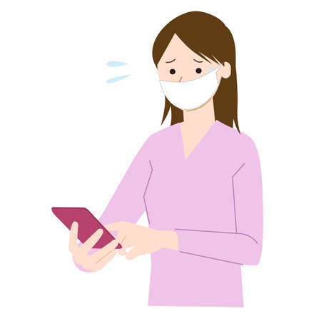 Illustration of a woman using a mobile phoneのイラスト素材