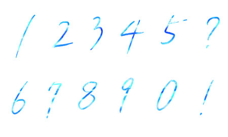 Watercolor number material set illustrationのイラスト素材