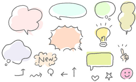 Illustration material: Handwritten speech bubble material setのイラスト素材