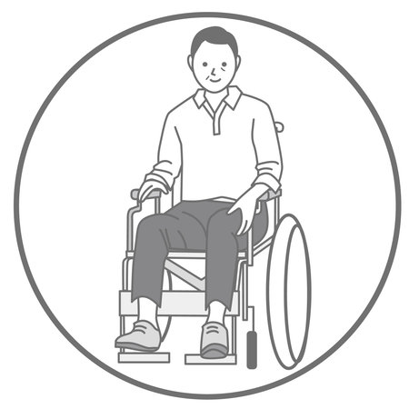 Illustration of a man in a wheelchairのイラスト素材