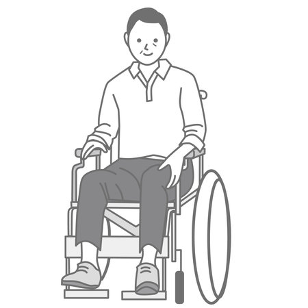 Illustration of a man in a wheelchairのイラスト素材