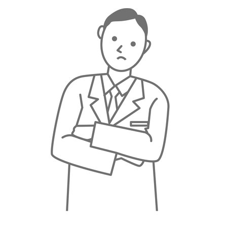Vector illustration of a troubled doctorのイラスト素材