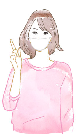 Watercolor illustration of a woman giving an explanationの写真素材