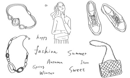 women's fashion vector hand drawn 
illustのイラスト素材