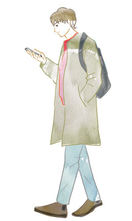 Hand drawn fashionable man's illustrationの写真素材
