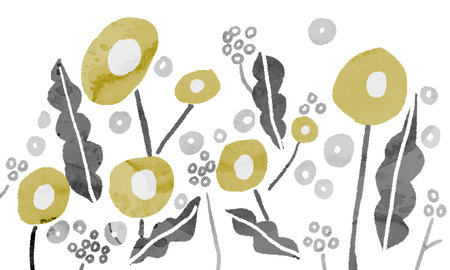 Scandinavian hand-painted watercolor flower backgroundの写真素材