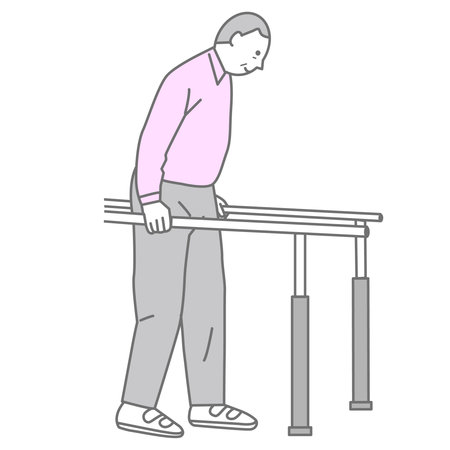 Illustration of an old man doing rehabilitationのイラスト素材