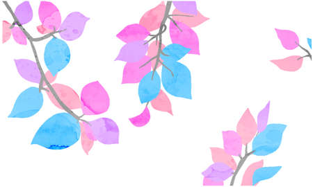 Watercolor style colorful leaf background materialのイラスト素材