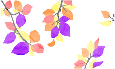 Watercolor style colorful leaf background materialのイラスト素材
