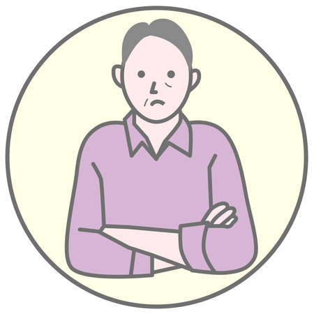 A man who thinks with his arms foldedのイラスト素材
