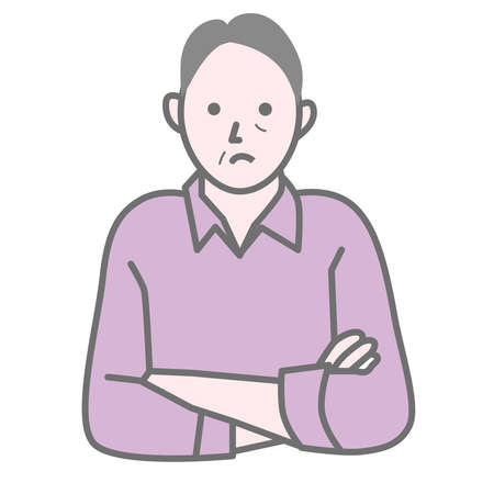 A man who thinks with his arms foldedのイラスト素材
