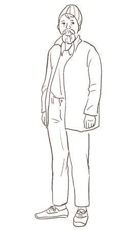 Grandpa's hand-drawn line art vectorのイラスト素材
