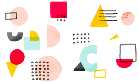 Watercolor retro geometric pattern backgroundのイラスト素材