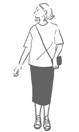 Fashion illustration of young womanのイラスト素材