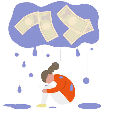 Woman  worried about moneyのイラスト素材