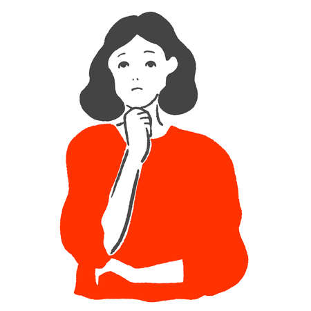 Vector illustration of a woman ponderingのイラスト素材