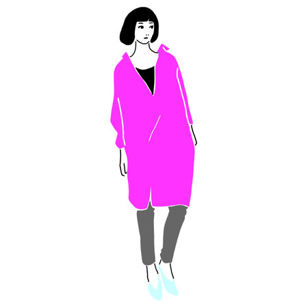 Full body illustration of a stylish womanのイラスト素材