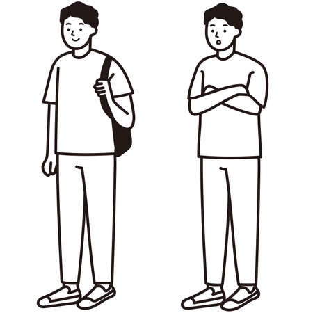 Full body vector illustration of a young man standingのイラスト素材