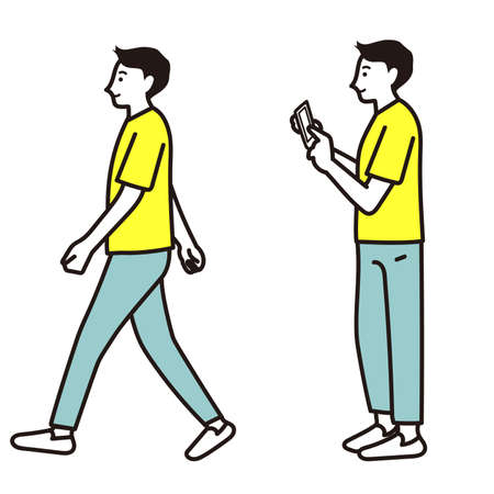 Full body vector illustration of a young man standingのイラスト素材