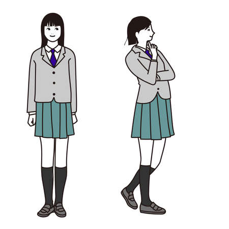 Vector illustration of a high school girl in uniformのイラスト素材
