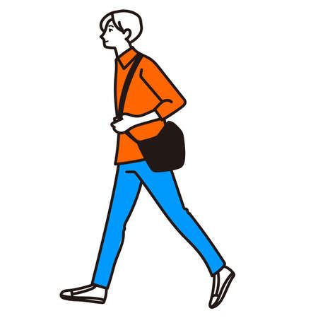 Vector illustration of a young man walkingのイラスト素材