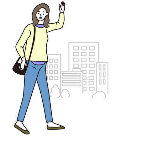 Full body vector of a business woman walking.のイラスト素材