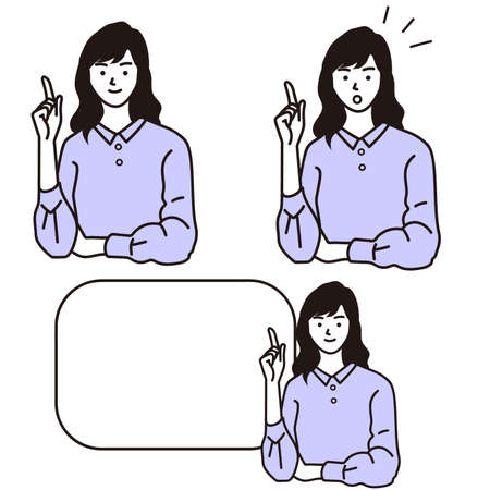 Vector line drawing illustration of a woman giving an explanationのイラスト素材
