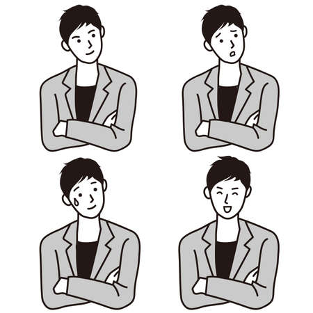 Vector illustration of a man folding his armsのイラスト素材