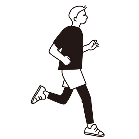 Line drawing vector of a man runningのイラスト素材