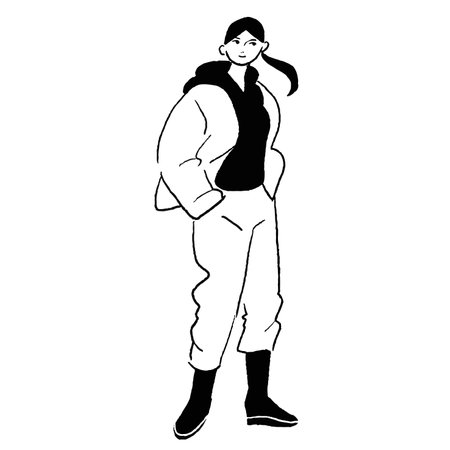 Line drawing of a fashionable womanのイラスト素材
