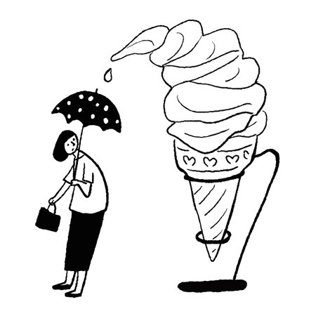 Soft serve ice cream and womenのイラスト素材