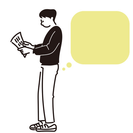 Man reading a book and a speech balloonのイラスト素材