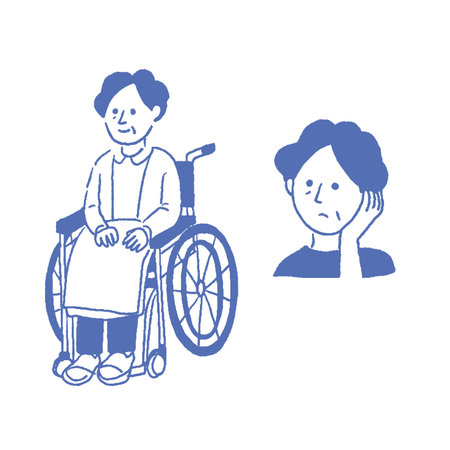 Handicapped man and woman in a wheelchair. Vector illustration.のイラスト素材