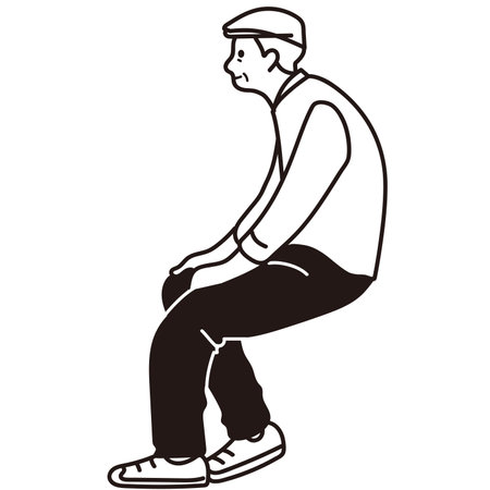 Illustration of a man sitting on the ground with his legs crossedのイラスト素材