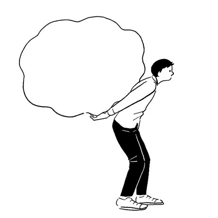 Man with speech bubble on white background. Vector illustration in sketch style.のイラスト素材