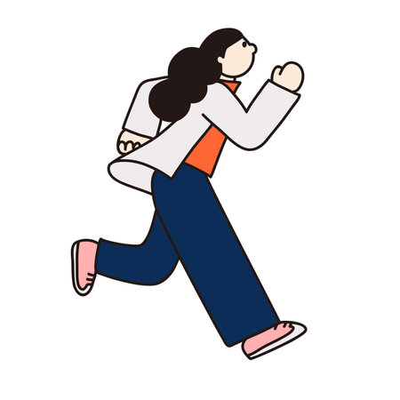 Running girl. Isolated on a white background. Vector illustration.のイラスト素材
