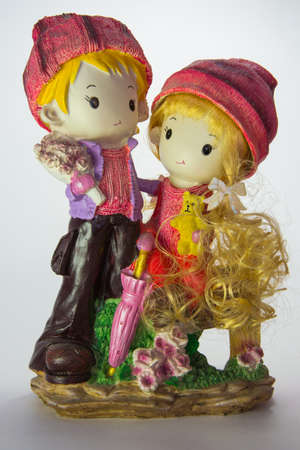 Porcelain figurine \"The boy with the girl\"の写真素材