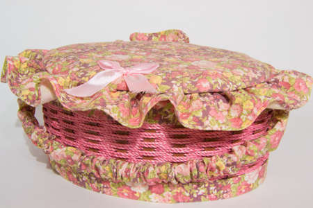 The casket for sewing accessories sheathed by a beautiful matterの写真素材