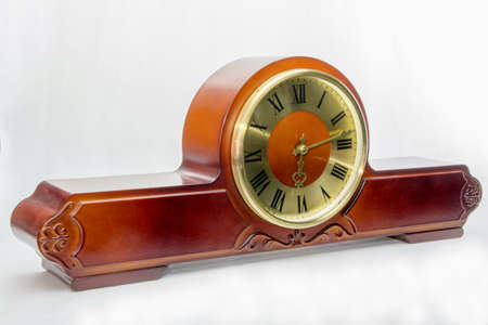 Wooden antique mantel clockの写真素材