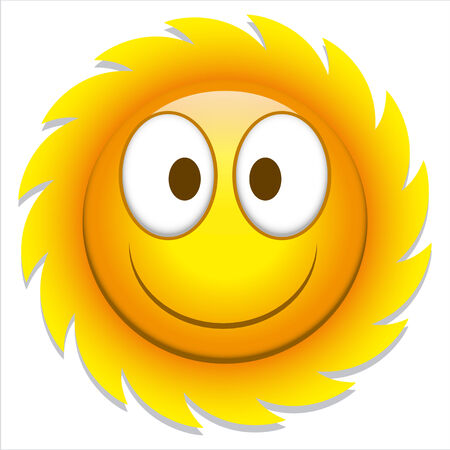 Vector Funny Cartoon Sun Icon Isolated On White Backgroundのイラスト素材