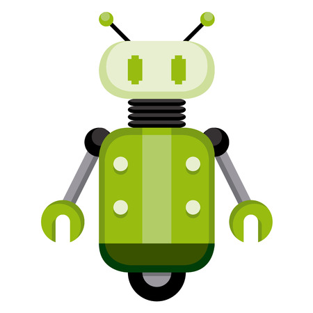 Vector Cartoon Green Robot Isolated On White Backgroundのイラスト素材
