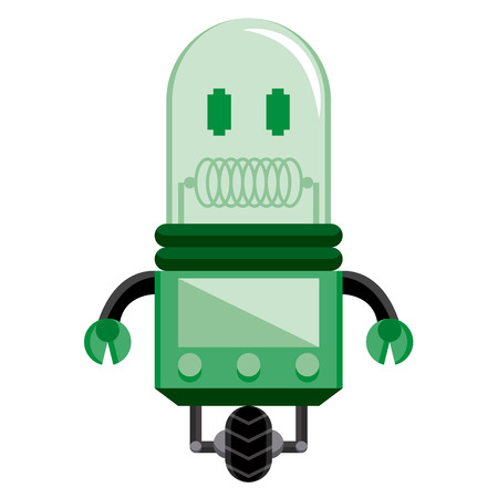 Cartoon Green Robot Isolated On White Backgroundのイラスト素材