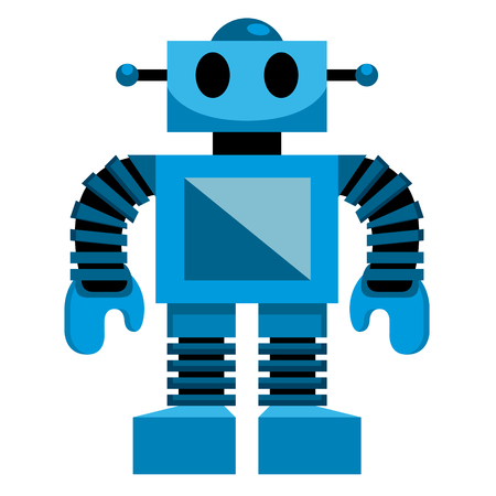 Vector Cartoon Blue Robot Isolated On White Backgroundのイラスト素材