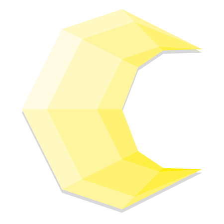 Vector Low Poly Style Moon Isolated On White Backgroundのイラスト素材