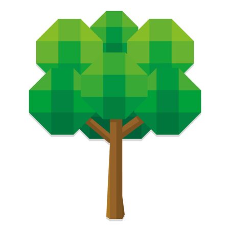 Vector Low Poly Style Tree Isolated On White Backgroundのイラスト素材