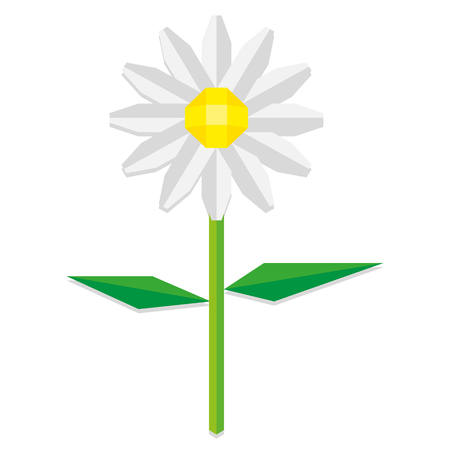 Vector Low Poly Style Daisy Flower Isolatedのイラスト素材